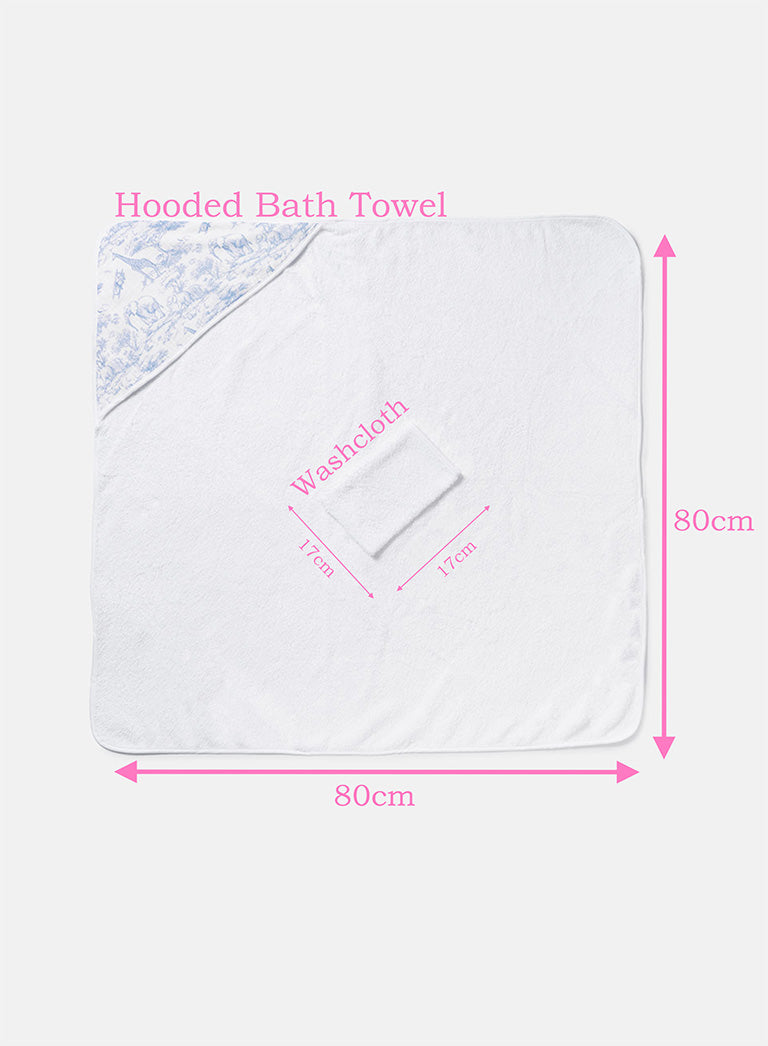 Baby Safari Collection Towel Set with Washcloth - Baby Blue