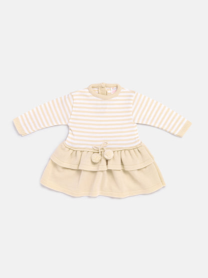 Baby Girl Carlota Collection Knitted Dress - Beige