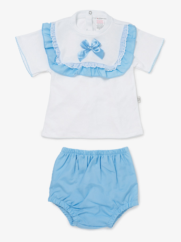 Baby Girl Carla Collection 2-Piece Romper Set - Baby Blue