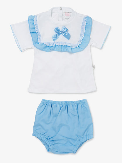 Baby Girl Carla Collection 2-Piece Romper Set - Baby Blue