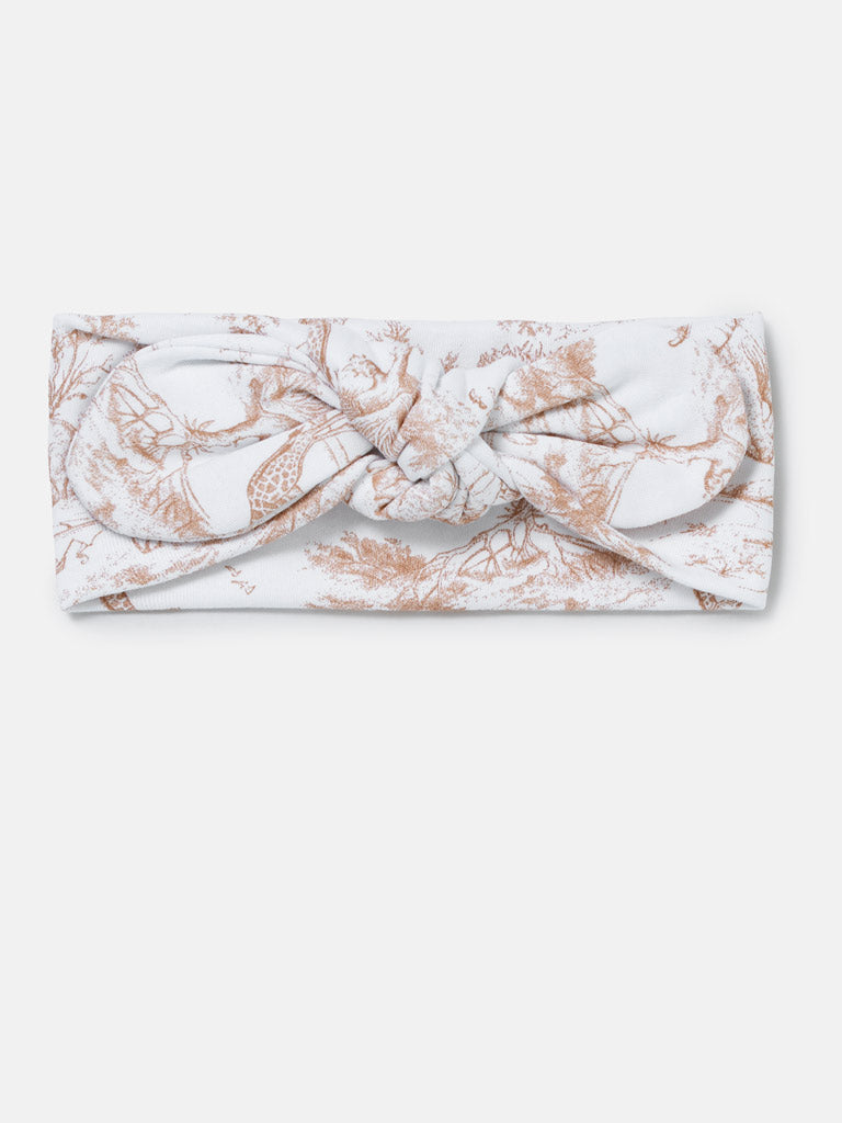 Baby Girl Safari Collection Cotton Headband - Beige