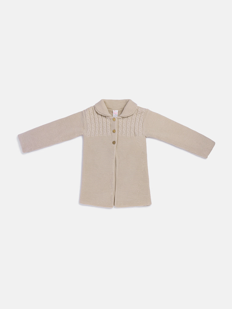 Girl Irene Collection Knitted Coat with Back Bow Baby & Toddler - Beige