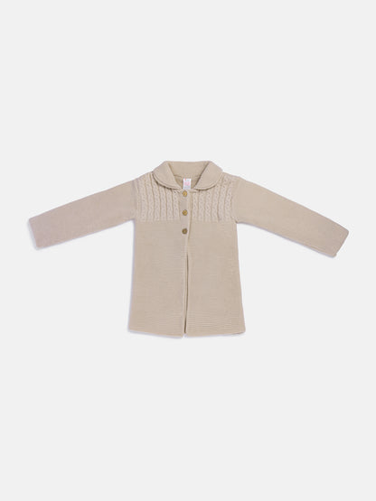 Girl Irene Collection Knitted Coat with Back Bow Baby & Toddler - Beige