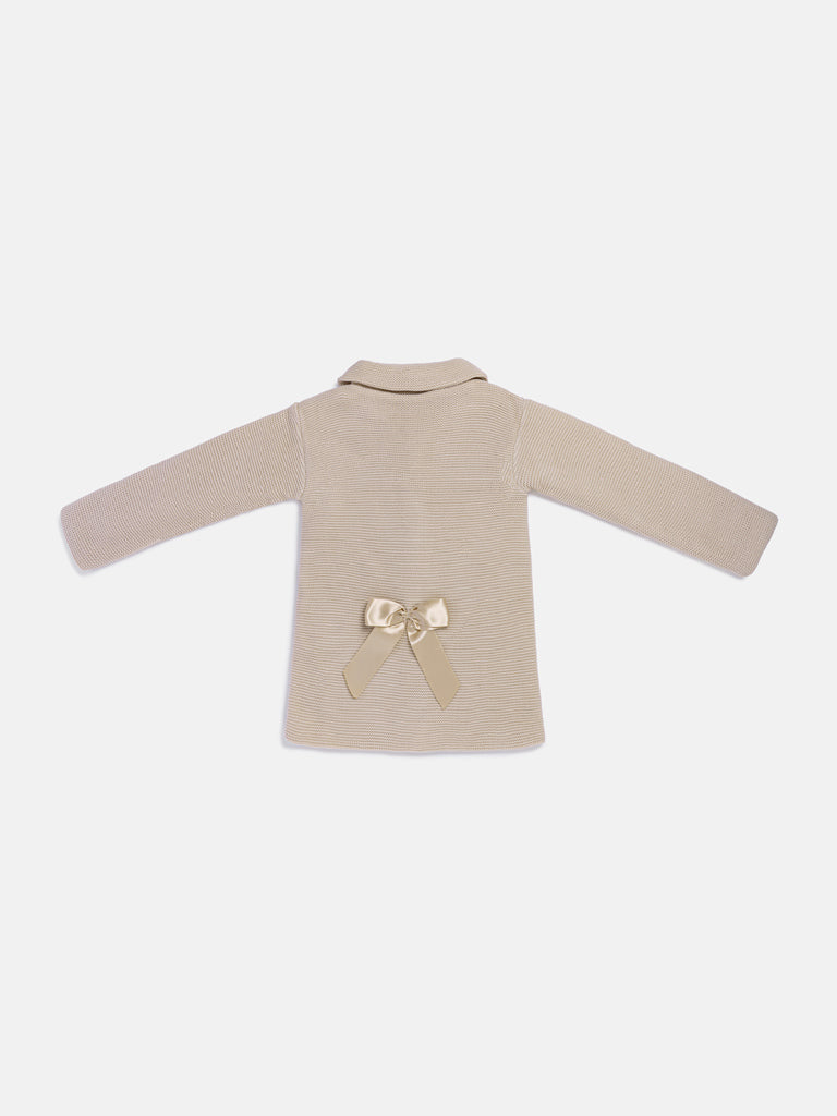 Girl Irene Collection Knitted Coat with Back Bow Baby & Toddler - Beige
