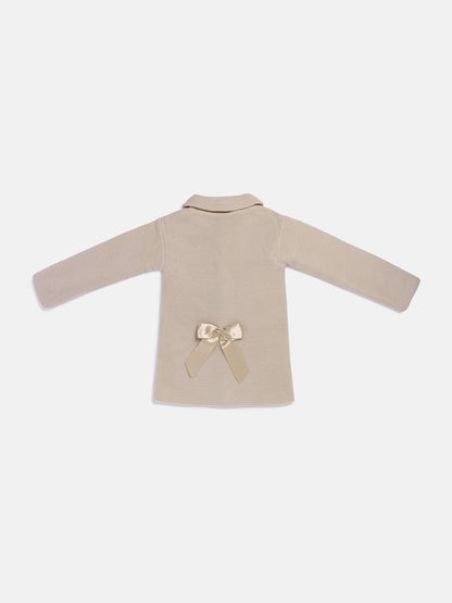 Girl Irene Collection Knitted Coat with Back Bow Baby & Toddler - Beige