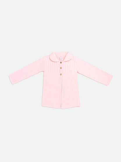 Girl Irene Collection Knitted Coat with Back Bow Baby & Toddler - Baby Pink