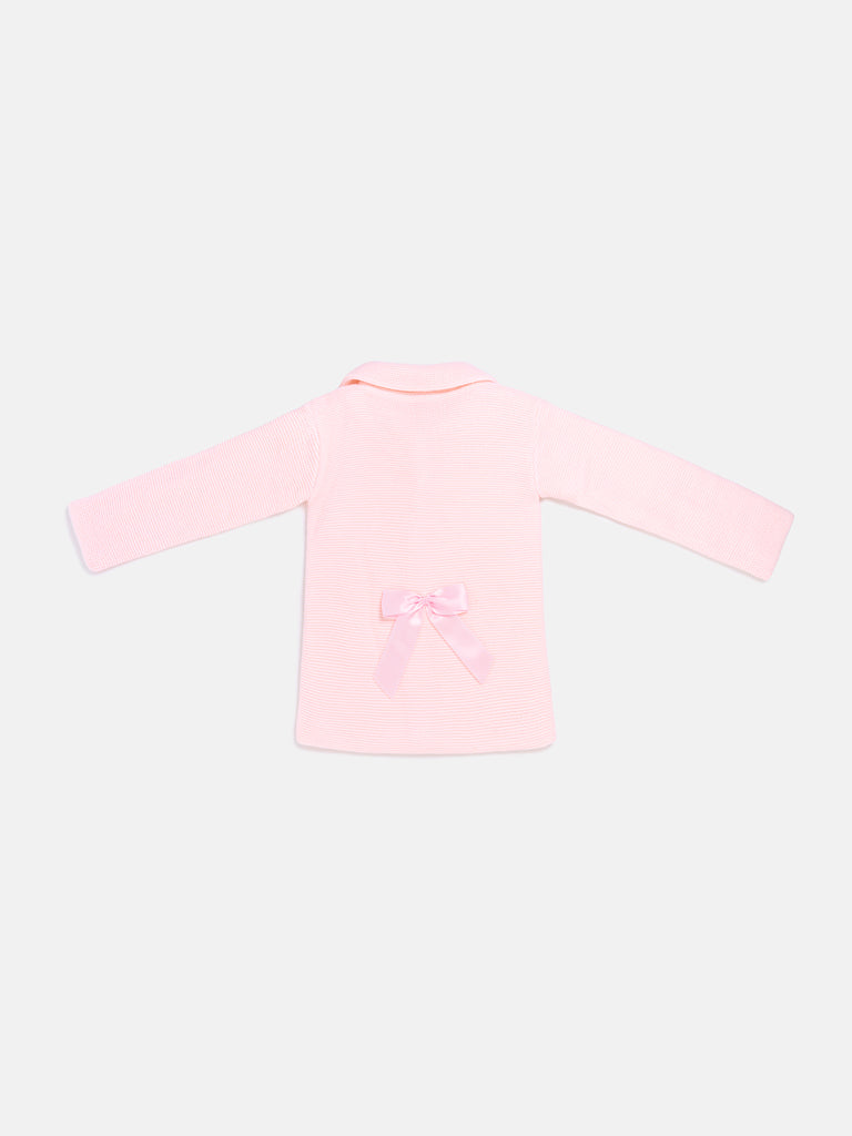 Girl Irene Collection Knitted Coat with Back Bow Baby & Toddler - Baby Pink