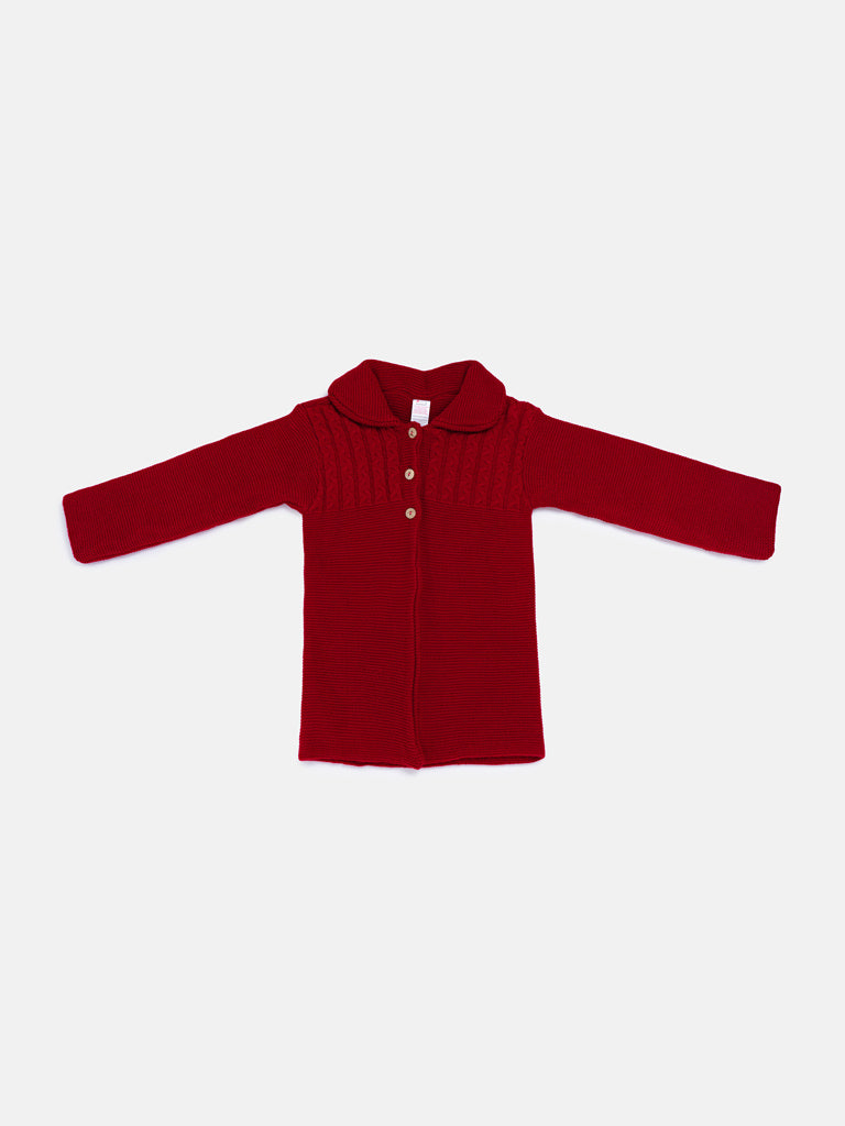 Girl Irene Collection Knitted Coat with Back Bow Baby & Toddler - Red