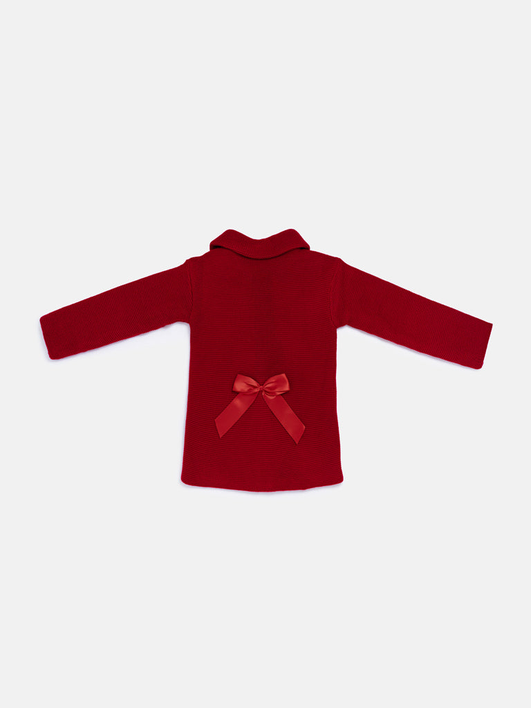 Girl Irene Collection Knitted Coat with Back Bow Baby & Toddler - Red