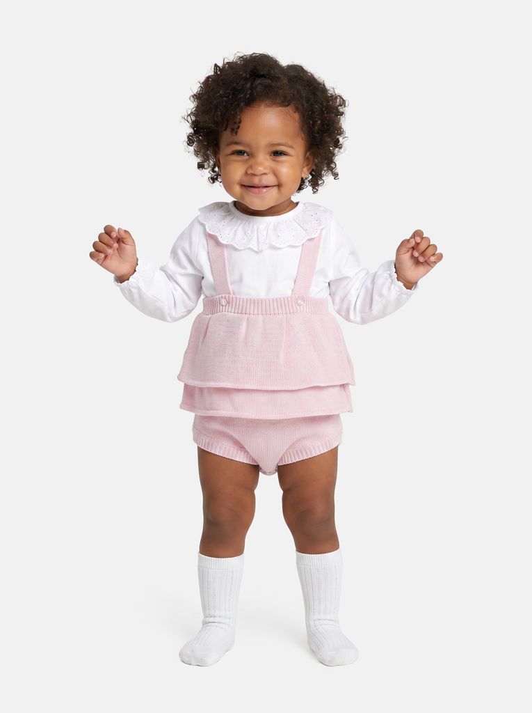 Baby Girl Nerea Collection 2-piece Spanish Knitted Set - Baby Pink