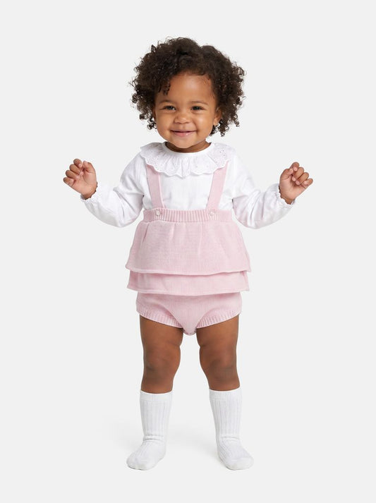 Baby Girl Nerea Collection 2-piece Spanish Knitted Set - Baby Pink