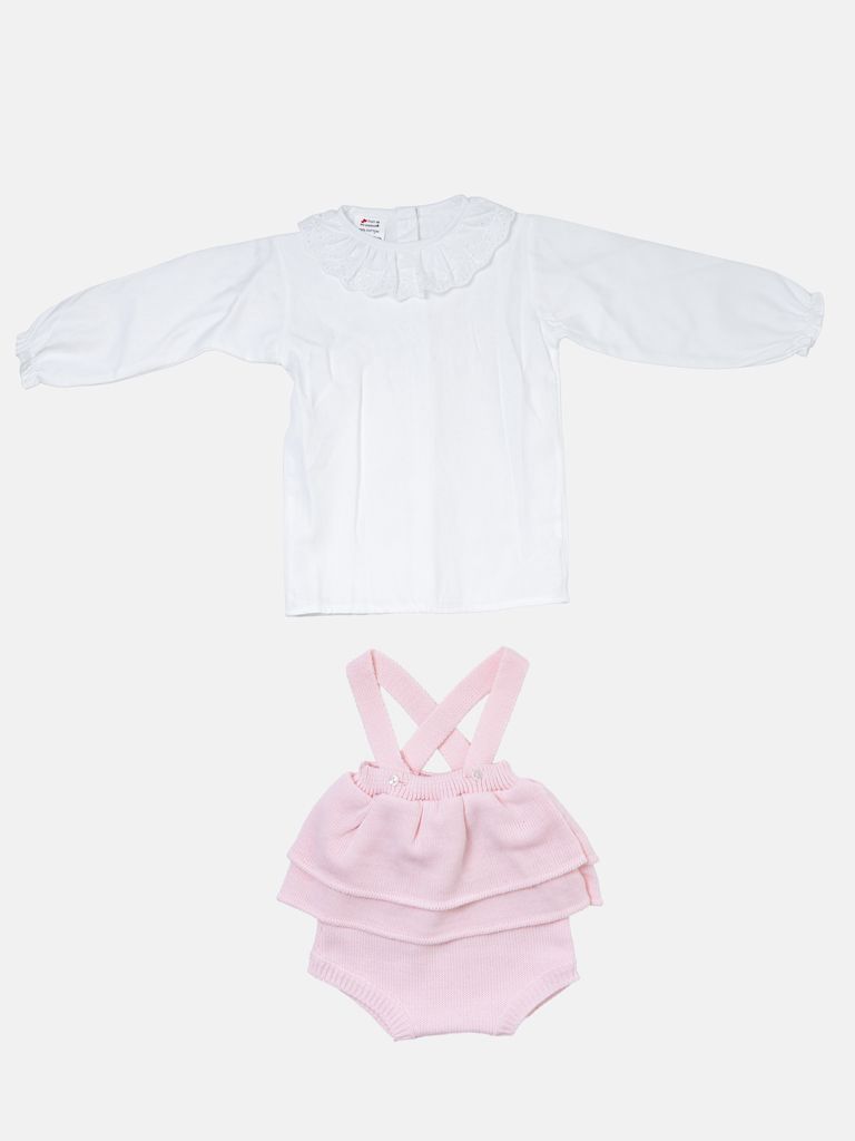 Baby Girl Nerea Collection 2-piece Spanish Knitted Set - Baby Pink