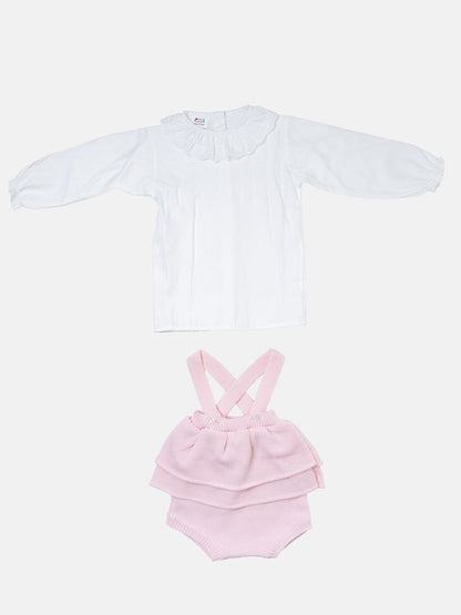Baby Girl Nerea Collection 2-piece Spanish Knitted Set - Baby Pink