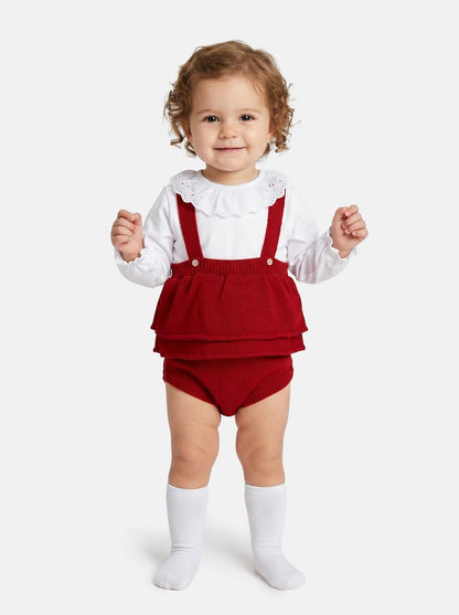 Baby Girl Nerea Collection 2-piece Spanish Knitted Set - Red