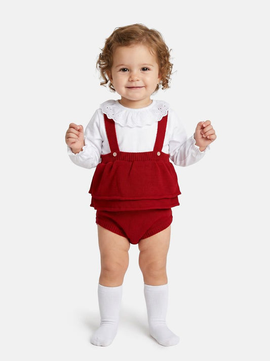 Baby Girl Nerea Collection 2-piece Spanish Knitted Set - Red