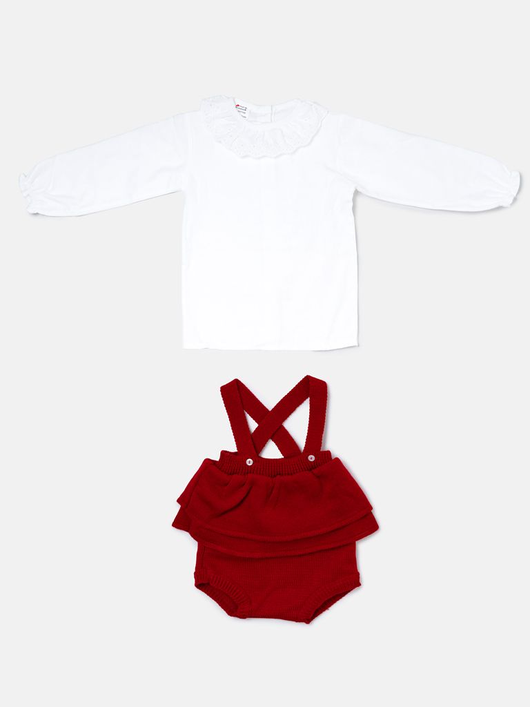Baby Girl Nerea Collection 2-piece Spanish Knitted Set - Red