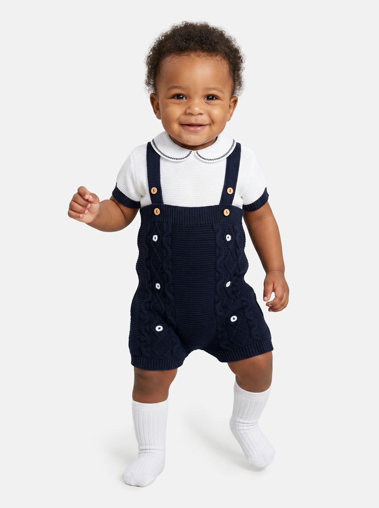 Baby Boy Alvaro Collection 2-piece Spanish Knitted Set - Navy Blue