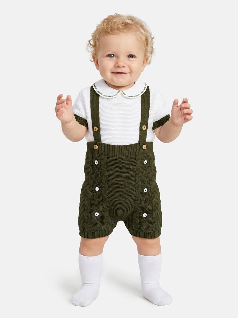 Baby Boy Alvaro Collection 2-piece Spanish Knitted Set - Khaki