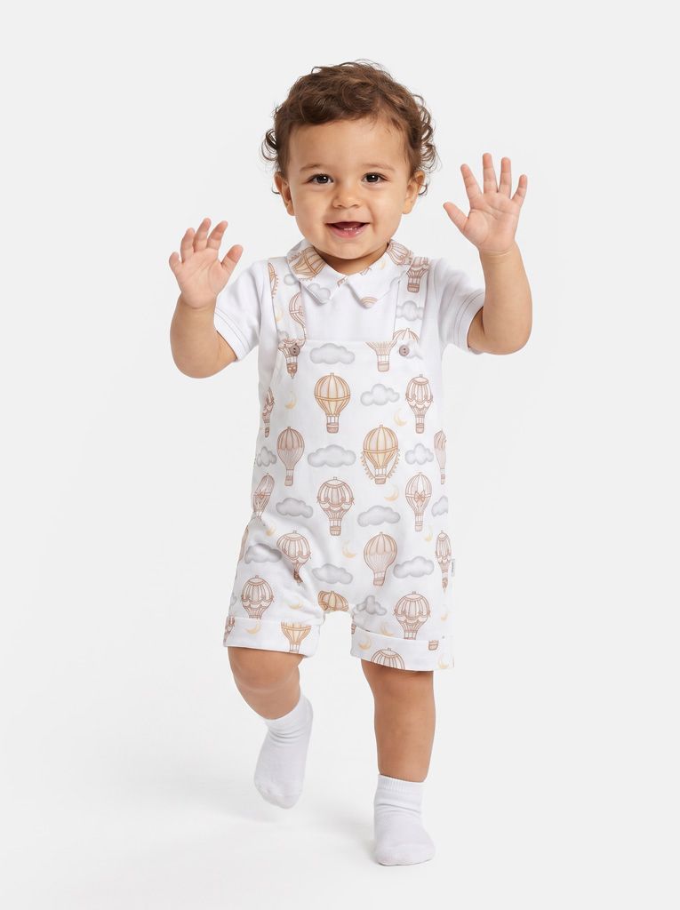 Baby Boy 2-piece Romper Set Hot Air Balloon Collection - Beige
