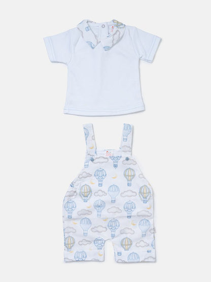 Baby Boy 2-piece Romper Set Hot Air Balloon Collection - Baby Blue