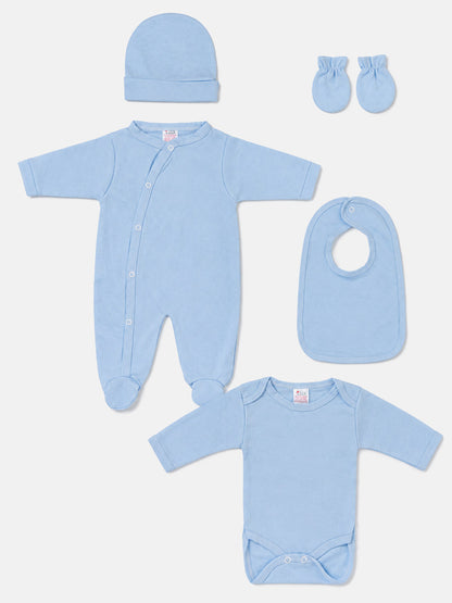Baby Grow 5-Piece Cotton Set for Embroidery - Baby Blue