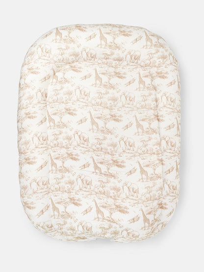 Baby Sleeping Nest + Matching Pillow Set - Safari Collection - Beige