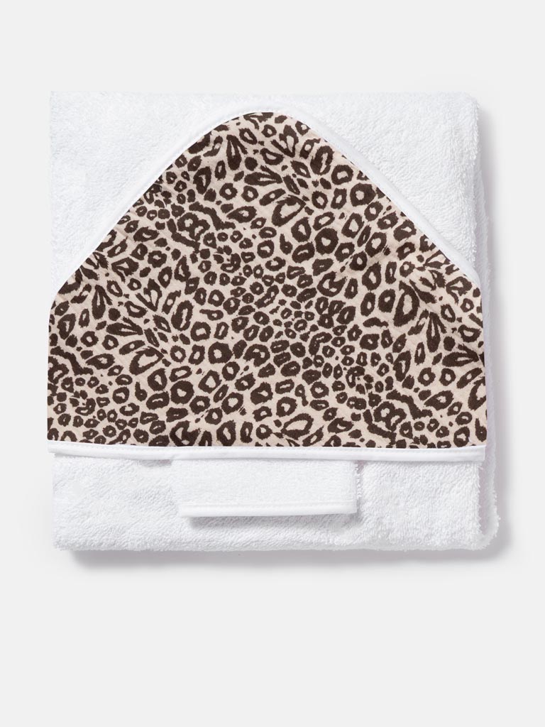 Baby Leopard Collection Towel Set with Washcloth - Limited Edition - Beige & Brown