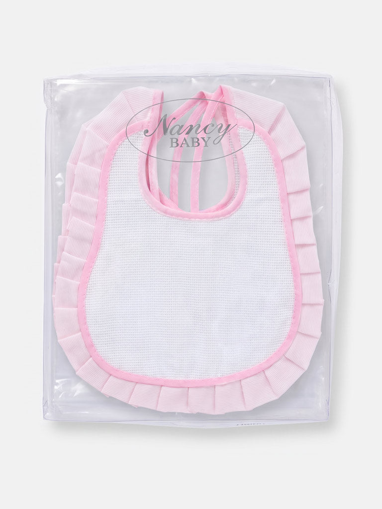 Baby Pleated Ribbon Trim Cotton Double Bibs 6-Pack Set - Mixed Colors