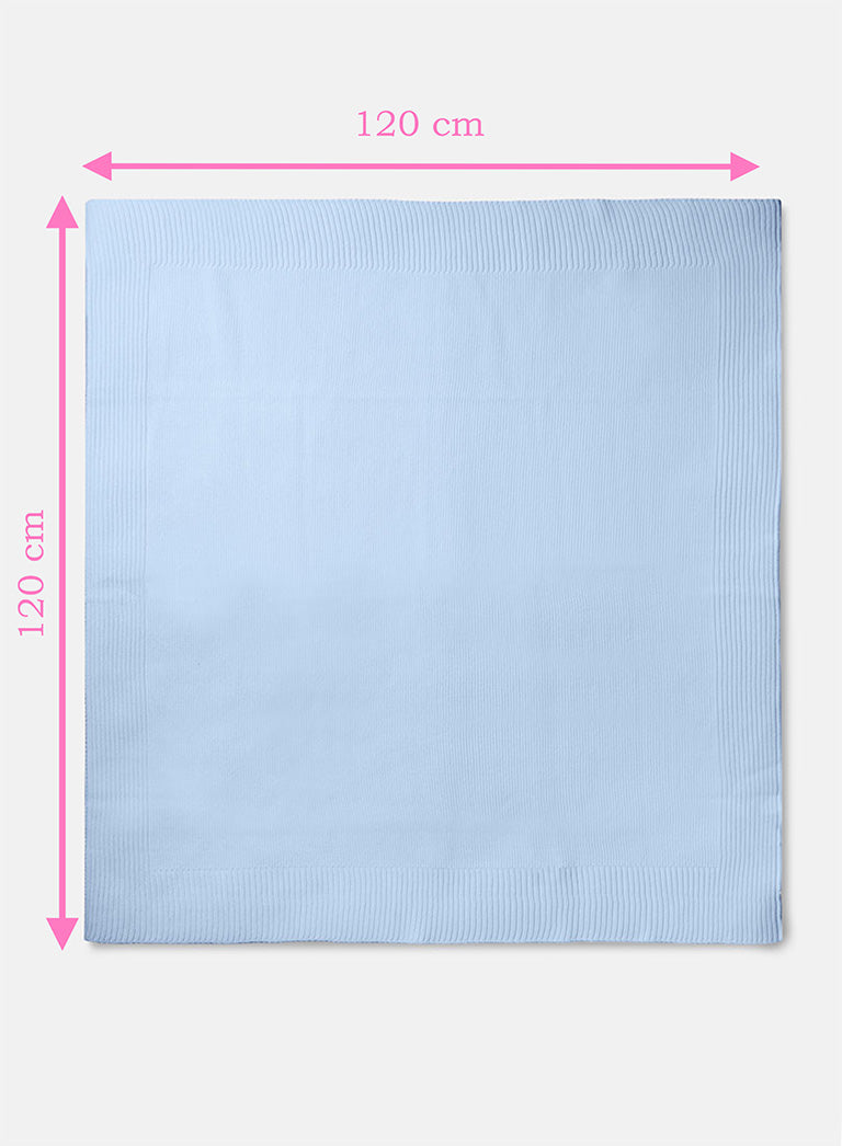 Baby 4-Piece Knitted Set + Blanket for Embroidery - Baby Blue
