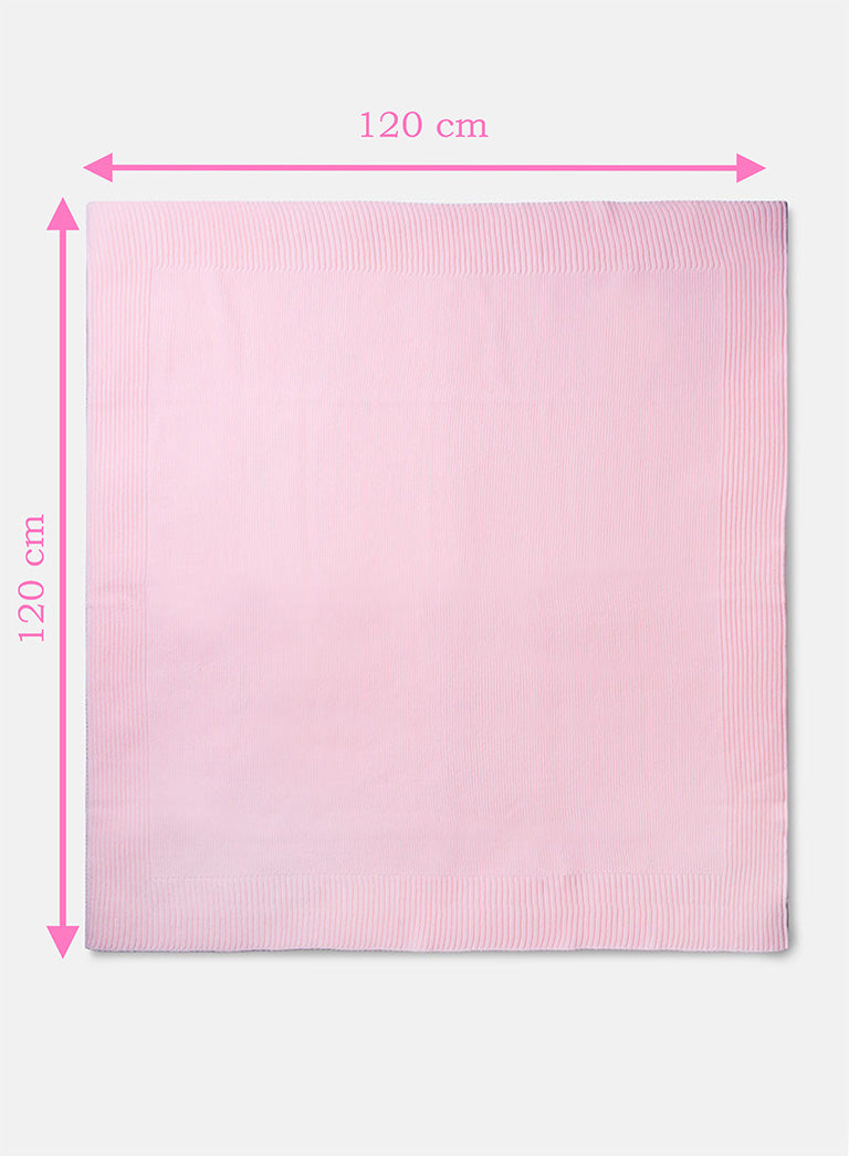 Baby 4-Piece Knitted Set + Blanket for Embroidery - Baby Pink