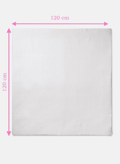 Baby 4-Piece Knitted Set + Blanket for Embroidery - White