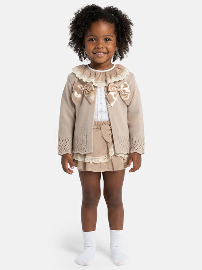 Baby Girl Theresa Collection 3-piece Spanish Romper Set - Tan