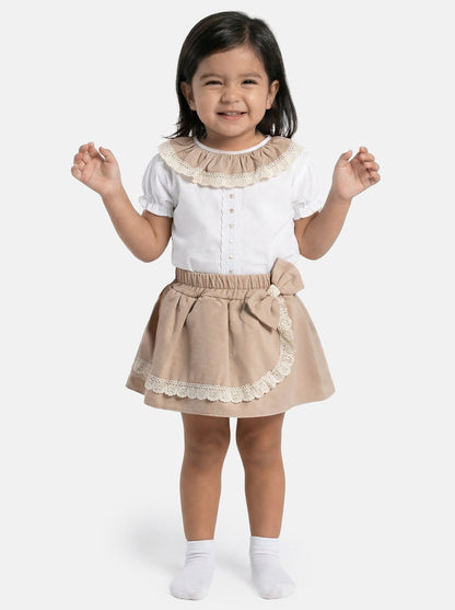 Baby Girl Theresa Collection 3-piece Spanish Romper Set - Tan