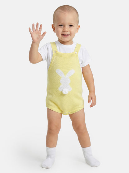 Baby Bunny Romper 2-piece Spanish Knitted Set - Lemon Yellow
