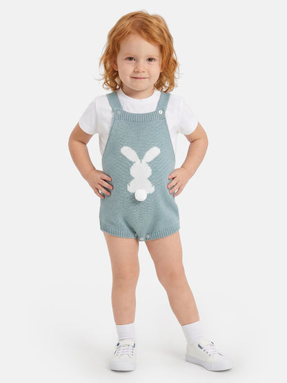 Baby Bunny Romper 2-piece Spanish Knitted Set - Mint Green