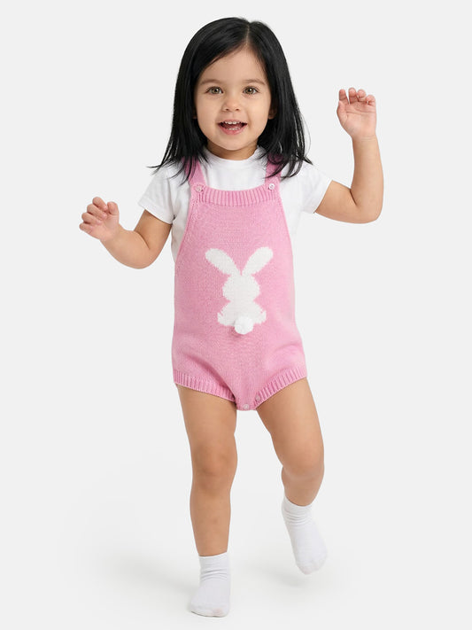Baby Girl Bunny Romper 2-piece Spanish Knitted Set - Baby Pink