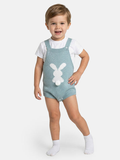 Baby Bunny Romper 2-piece Spanish Knitted Set - Mint Green