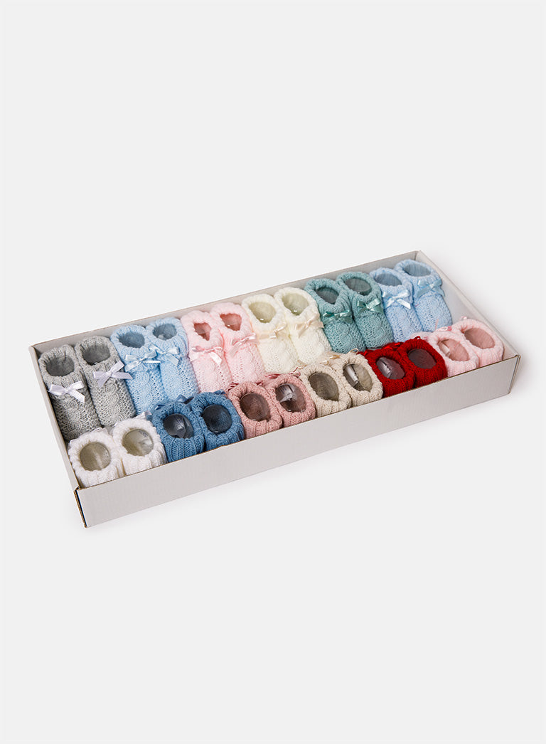 12-Pack Baby Cable Knit Booties - Mixed Colors