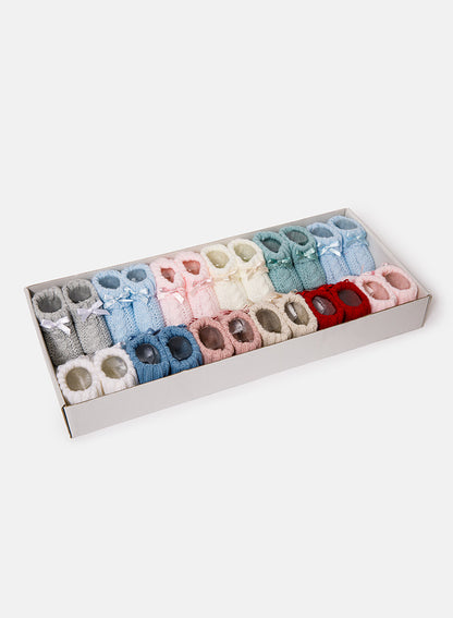 12-Pack Baby Cable Knit Booties - Mixed Colors