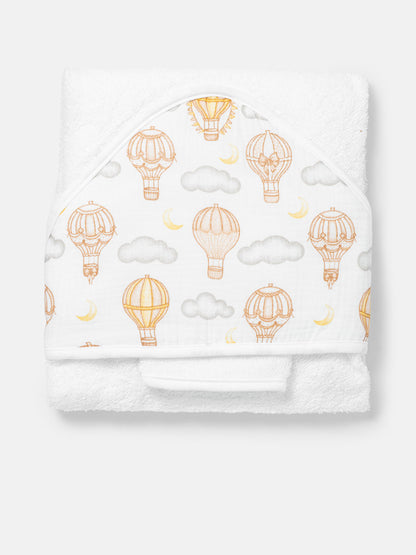 Baby Hot Air Balloon Collection Towel Set with Washcloth - Beige