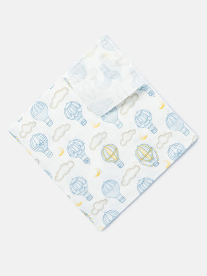 Baby Hot Air Balloon Collection Muslin Square - Baby Blue
