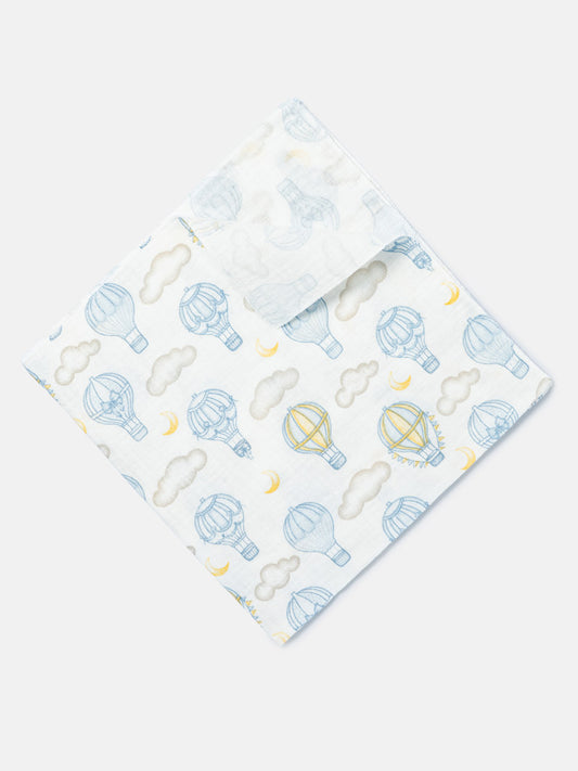 Baby Hot Air Balloon Collection Muslin Square - Baby Blue