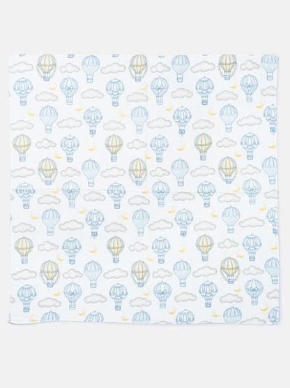 Baby Hot Air Balloon Collection Muslin Square - Baby Blue