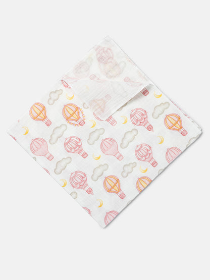Baby Hot Air Balloon Collection Muslin Square - Baby Pink