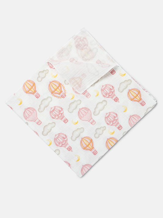 Baby Hot Air Balloon Collection Muslin Square - Baby Pink