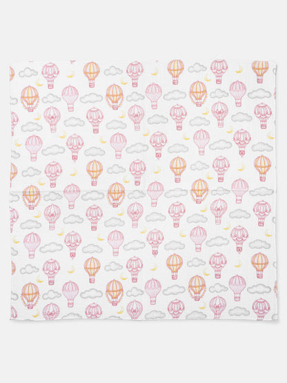 Baby Hot Air Balloon Collection Muslin Square - Baby Pink