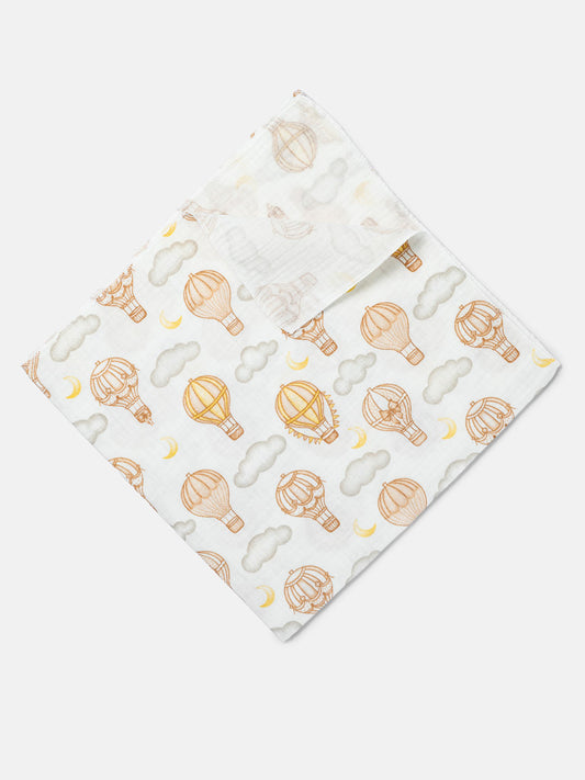 Baby Hot Air Balloon Collection Muslin Square - Beige