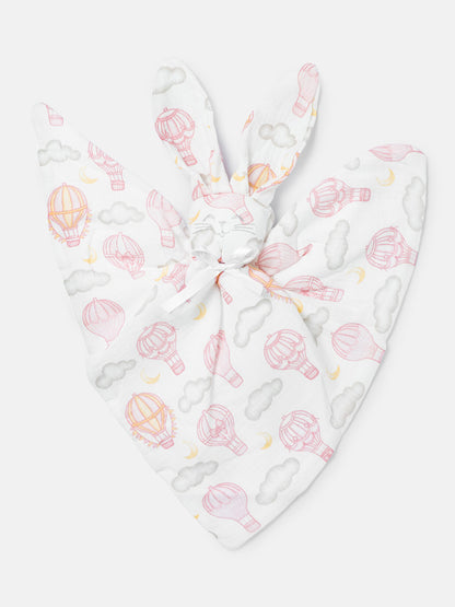 Baby Hot Air Balloon Collection Bunny Comforter - Baby Pink