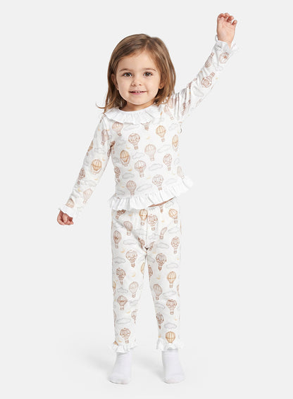 Girl Hot Air Balloon Collection 2-Piece Pyjama Set - Beige