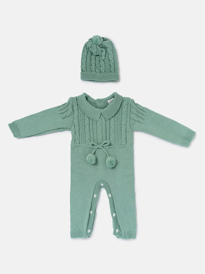 Baby Sami Collection Knitted All-in-one with Hat - Mint Green